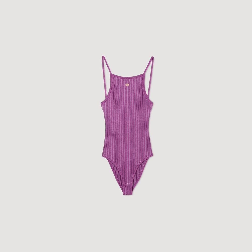 New Sandro Purple Ribbed Bodysuit (Never worn before)